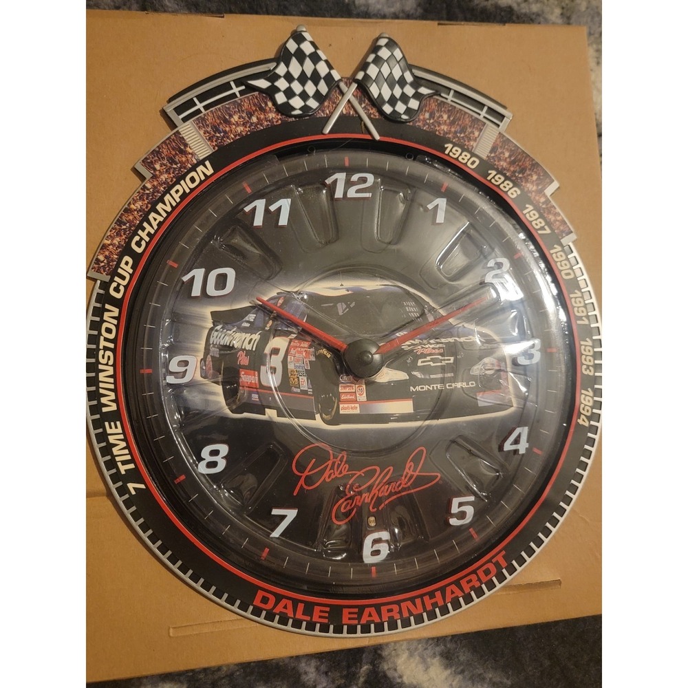 Dale Earnhardt #3 Race Clock Motion Sound 7X Champion 2000 NIB COA